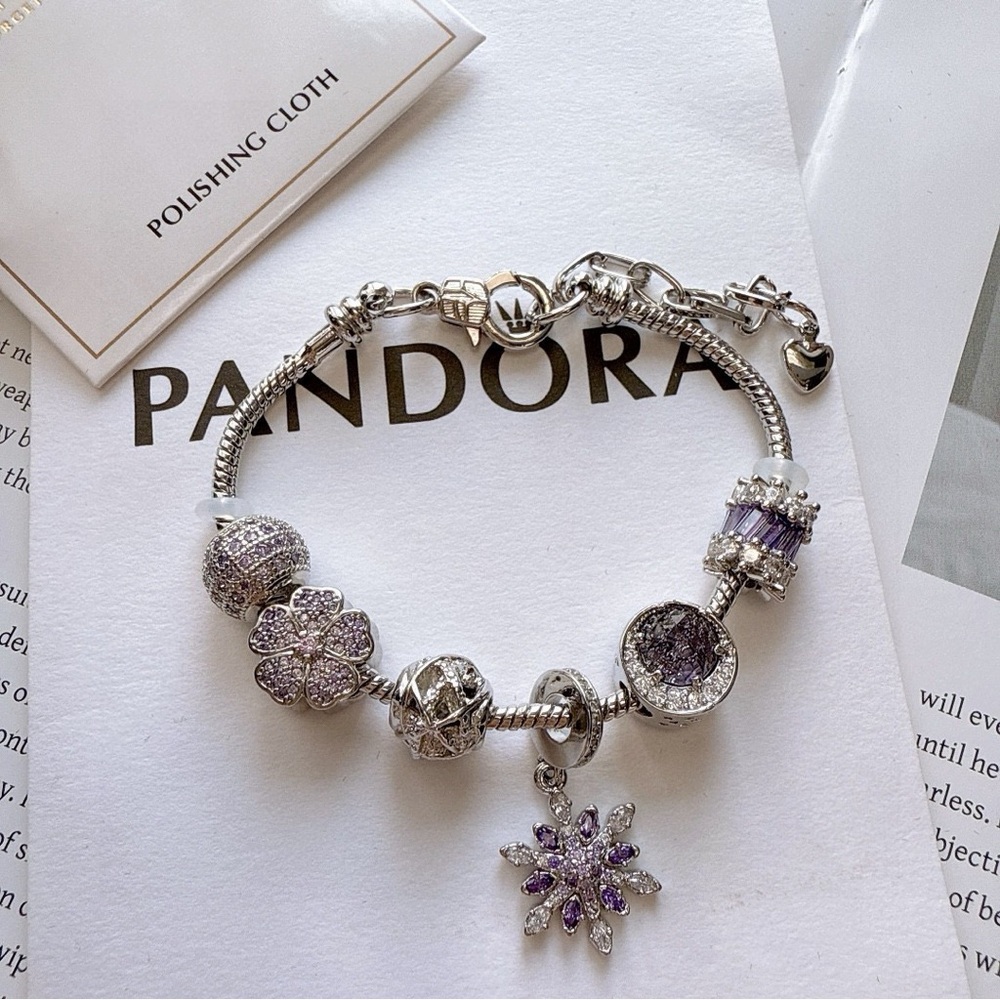 Pandora Silver Bracelet with Lavender Accents